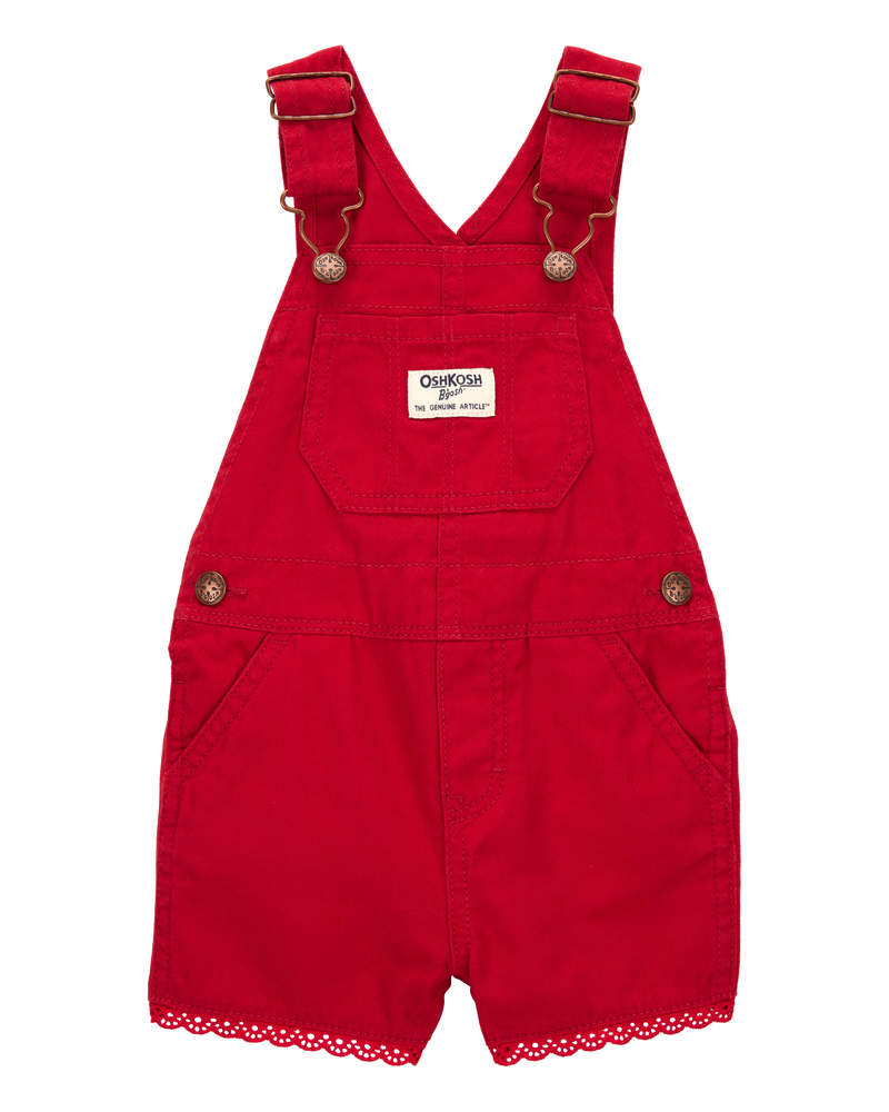 Baby Twill Eyelet Shortalls - Red
, image 1 of 4 slides
