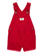 Baby Twill Eyelet Shortalls - Red
, image 1 of 4 slides