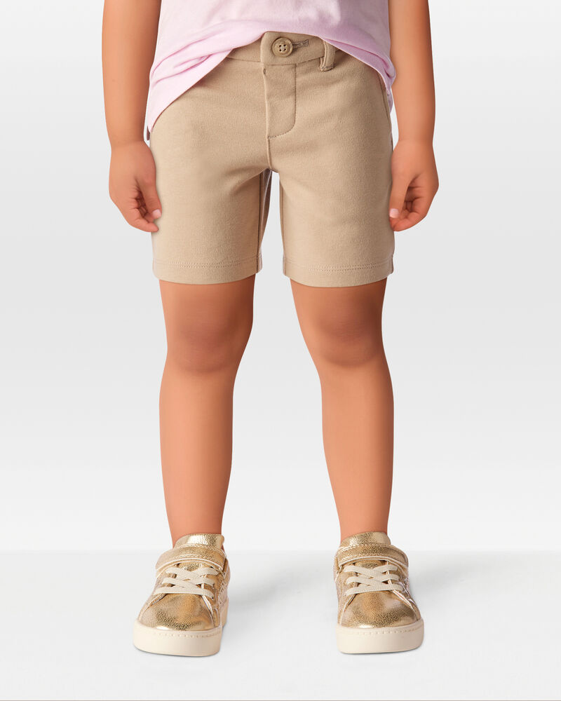 Toddler 2-Pack Ponte Knit Uniform Shorts - Khaki, image 5 of 6 slides