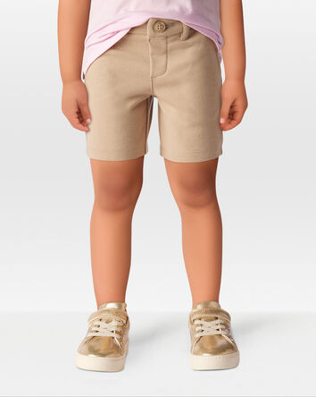 Toddler Ponte Knit Uniform Shorts - Khaki, 