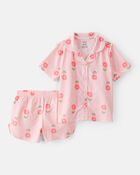 Toddler 2-Piece Floral Loose Fit Coat-Style Pajamas - Pink, image 1 of 3 slides