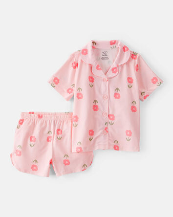 Toddler 2-Piece Floral Loose Fit Coat-Style Pajamas - Pink, 