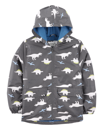 Dinosaur Color Changing Rain Jacket - Grey, 