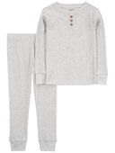 Grey - Toddler 2-Piece Drop Needle Pajamas