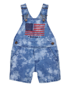 Baby Neutral Flag Print Tie Dye Shortalls - Blue, image 1 of 4 slides