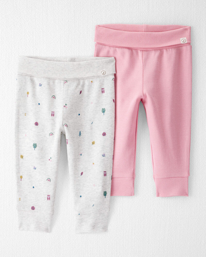 Baby Girl 2-Pack Organic Cotton Grow-With-Me Joggers, image 1 of 7 slides