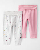 Baby Girl 2-Pack Organic Cotton Grow-With-Me Joggers, image 1 of 7 slides