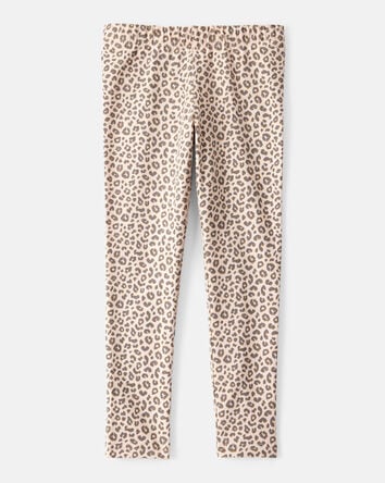 Kid Cotton Leopard Stretch Leggings - Brown, 