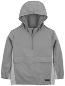 Taupe - Kid Active Hooded Mesh Quarter Zip Pullover