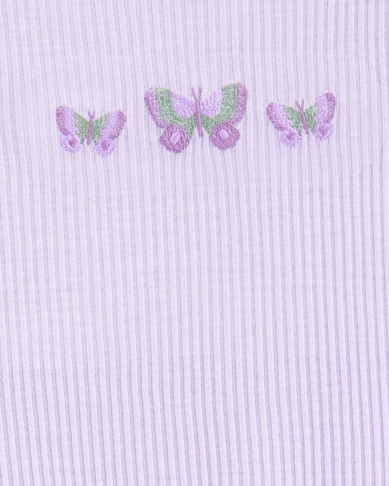 Girls Butterfly Loose Fit 2-Piece Pajamas - Purple, image 2 of 3 slides