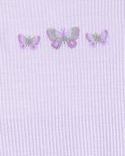 Girls Butterfly Loose Fit 2-Piece Pajamas - Purple, image 2 of 3 slides