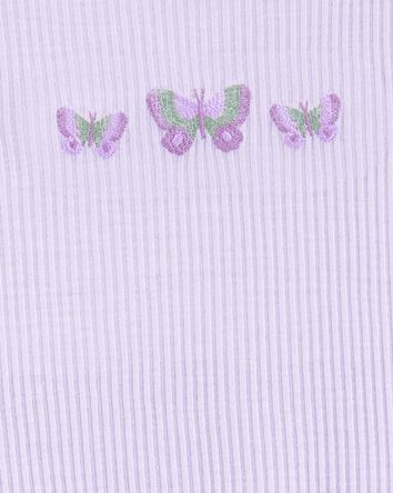 Girls Butterfly Loose Fit 2-Piece Pajamas - Purple, 