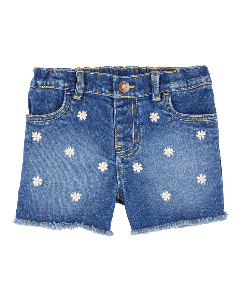 Toddler Daisy Print Iconic Denim Short - Blue Ozone Wash, image 1 of 6 slides