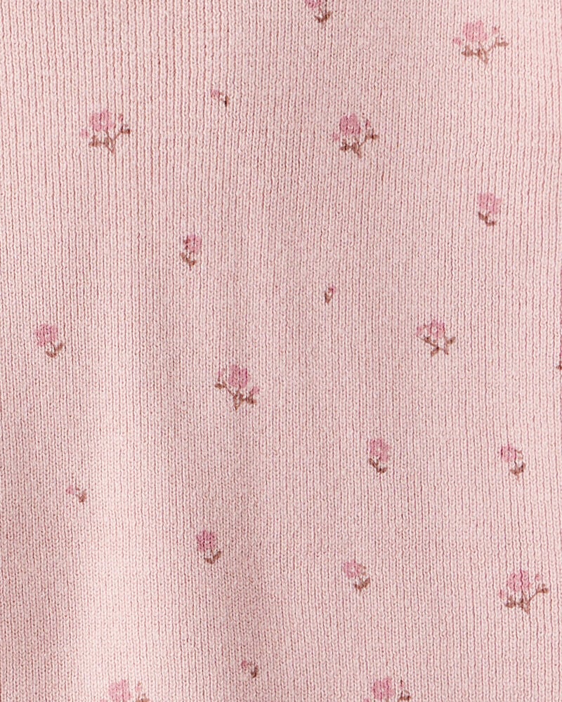 Toddler Girl 2-Piece Organic Cotton Sweater Knit Set in Blush Petals Print, image 3 of 5 slides