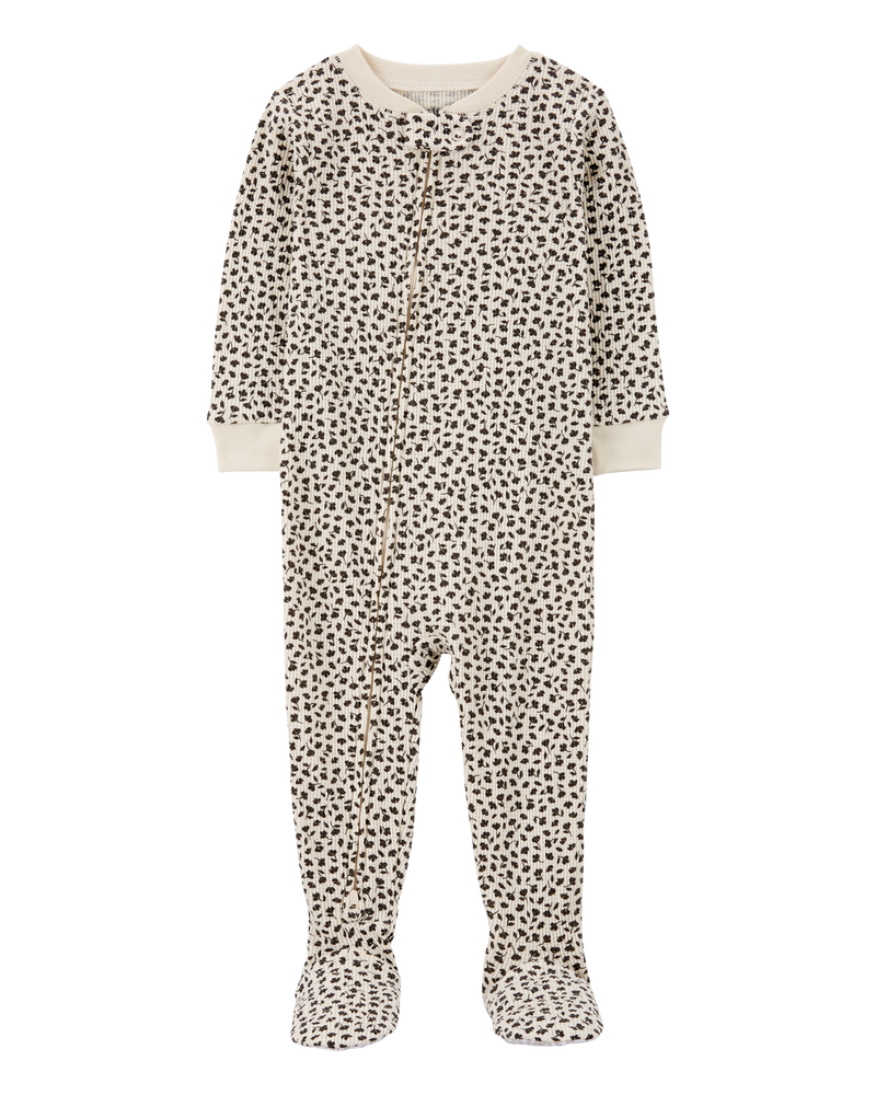 Toddler Girl 1-Piece Floral Thermal Footie Pajamas, image 1 of 4 slides