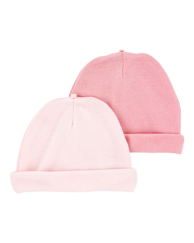 Baby 2-Pack Caps - Pink, image 1 of 2 slides