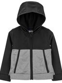 Grey/Black - Toddler Colorblock Hooded Zip Jacket