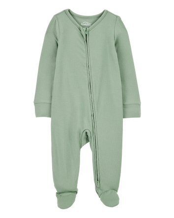 Baby Solid 2-Way Zip PurelySoft Sleep & Play Pajamas - Green, 
