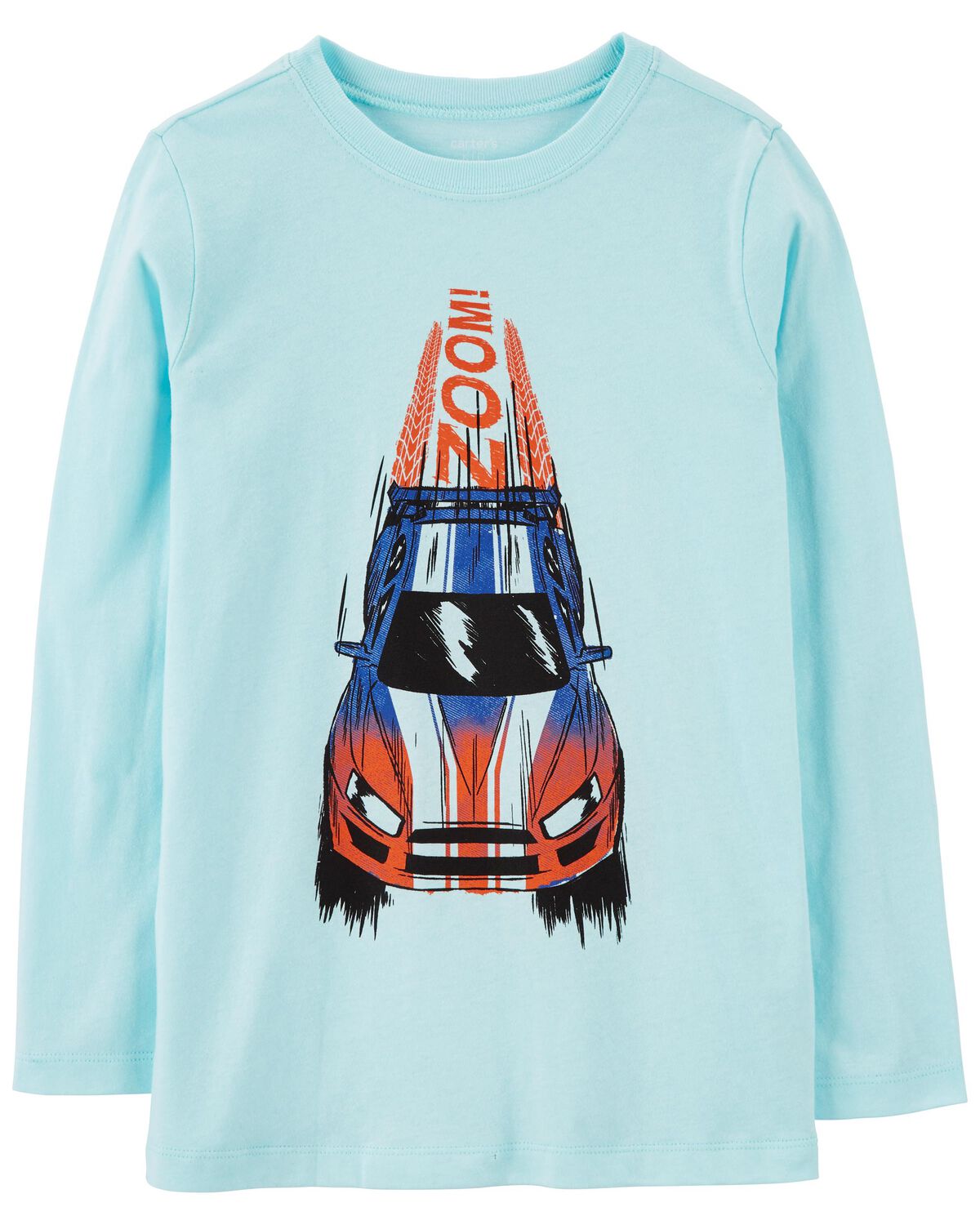 Blue Kid Race Car Zoom Graphic Tee