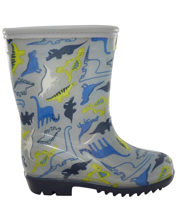 Grey Toddler Dinosaur Rain Boots