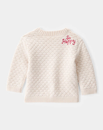 Baby 2-Piece Heart Sweater & Pull-On Pant Set - Ivory/Pink, 