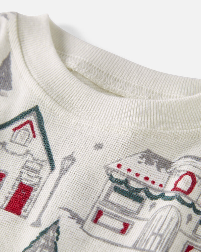 Baby Organic Cotton Pajamas Set in Winter Village, image 2 of 5 slides