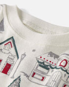 Baby Organic Cotton Pajamas Set in Winter Village, image 2 of 5 slides