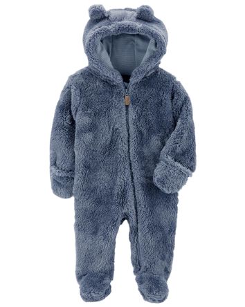 Baby Hooded Sherpa Jumpsuit, 