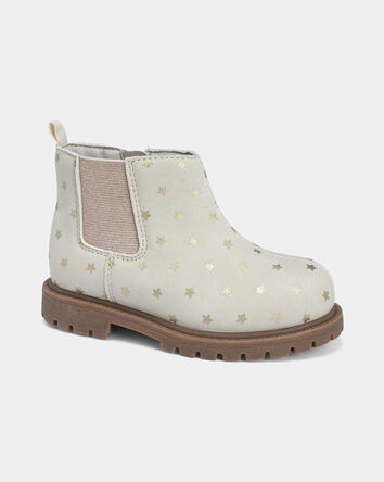 Toddler Metallic Star Fashion Boots - Ivory, 