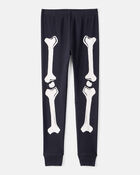 Kid 2-Piece Glow Halloween Skeleton 100% Snug Fit Cotton Pajamas - Black, image 3 of 4 slides