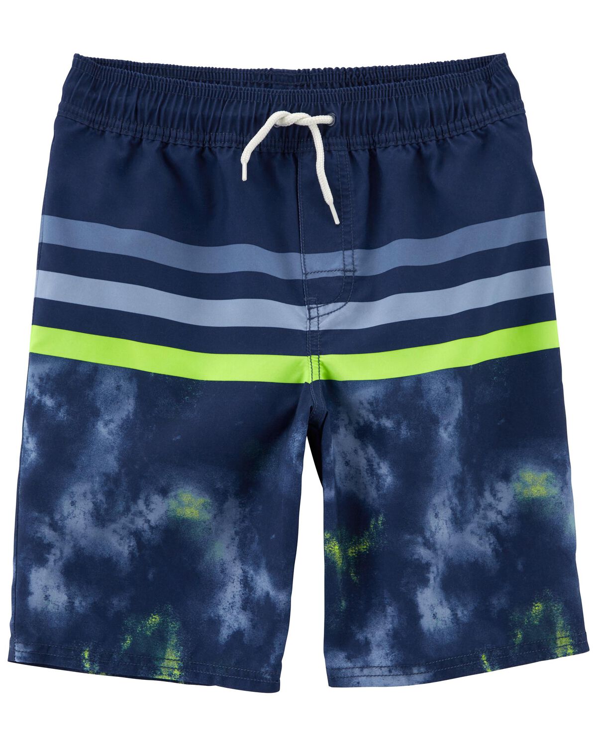 Navy Neon Stripe Cloud Dye Swim Trunks