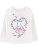 White - Kid Ballerina Bunny Graphic Tee