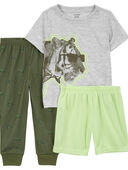 Green - Toddler 3-Piece Tiger Loose Fit Pajamas
