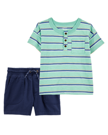 Toddler 2-Piece Henley & Shorts Outfit Set, 