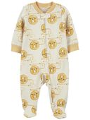 Gold - Baby Lion 2-Way Zip Cotton Blend Sleep & Play Pajamas