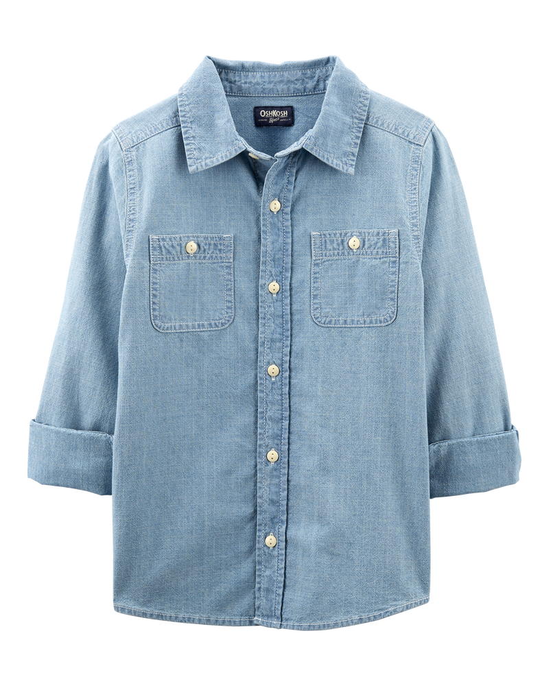 Kid Button-Front Chambray Shirt, image 2 of 5 slides