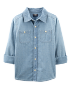 Kid Button-Front Chambray Shirt, image 2 of 5 slides