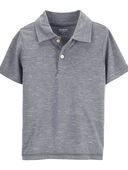Heather Grey - Toddler Polo Shirt in Moisture Wicking Active Jersey
