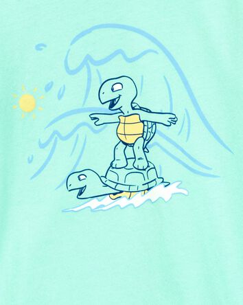 Toddler Surfing Turtle Short-Sleeve Graphic Tee - Aqua, 