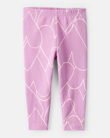 Baby Girl Cotton Heart Stretch Leggings - Purple, 