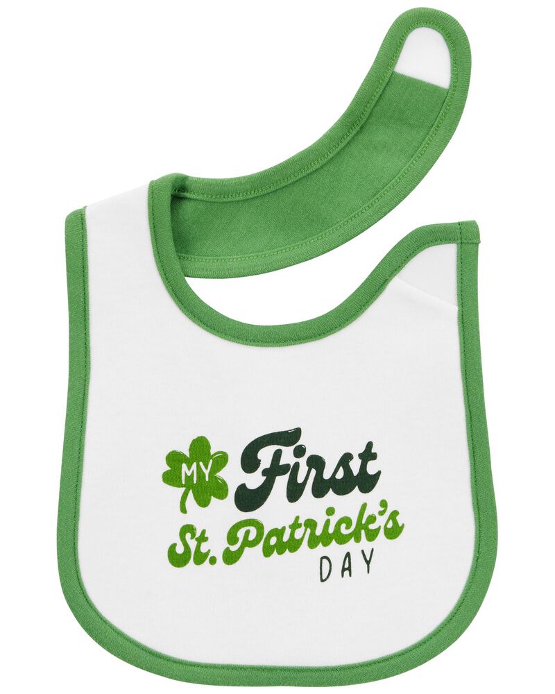 Baby My First St. Patrick's Day Teething Bib, image 1 of 2 slides