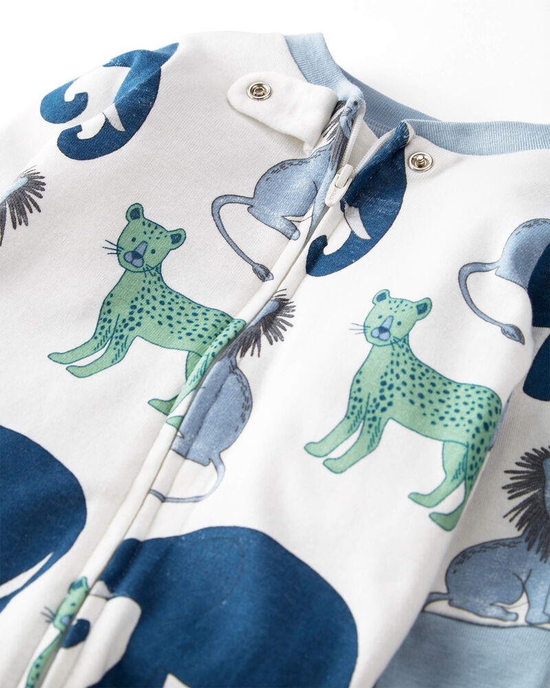 Organic Cotton Sleep & Play Pajamas in Wildlife Print, image 3 of 4 slides