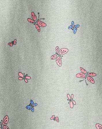 Toddler Girl Butterfly-Print Short-Sleeve Pocket Tee - Green, 