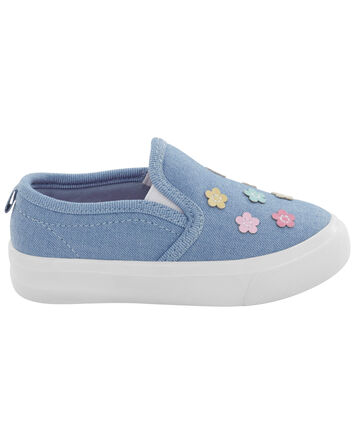 Toddler Floral Chambray Slip-On Shoes, 