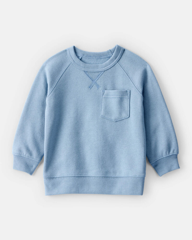 Baby Boy Solid Fleece Long-Sleeve Sweatshirt - Blue, image 1 of 3 slides
