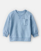 Baby Boy Solid Fleece Long-Sleeve Sweatshirt - Blue, image 1 of 3 slides