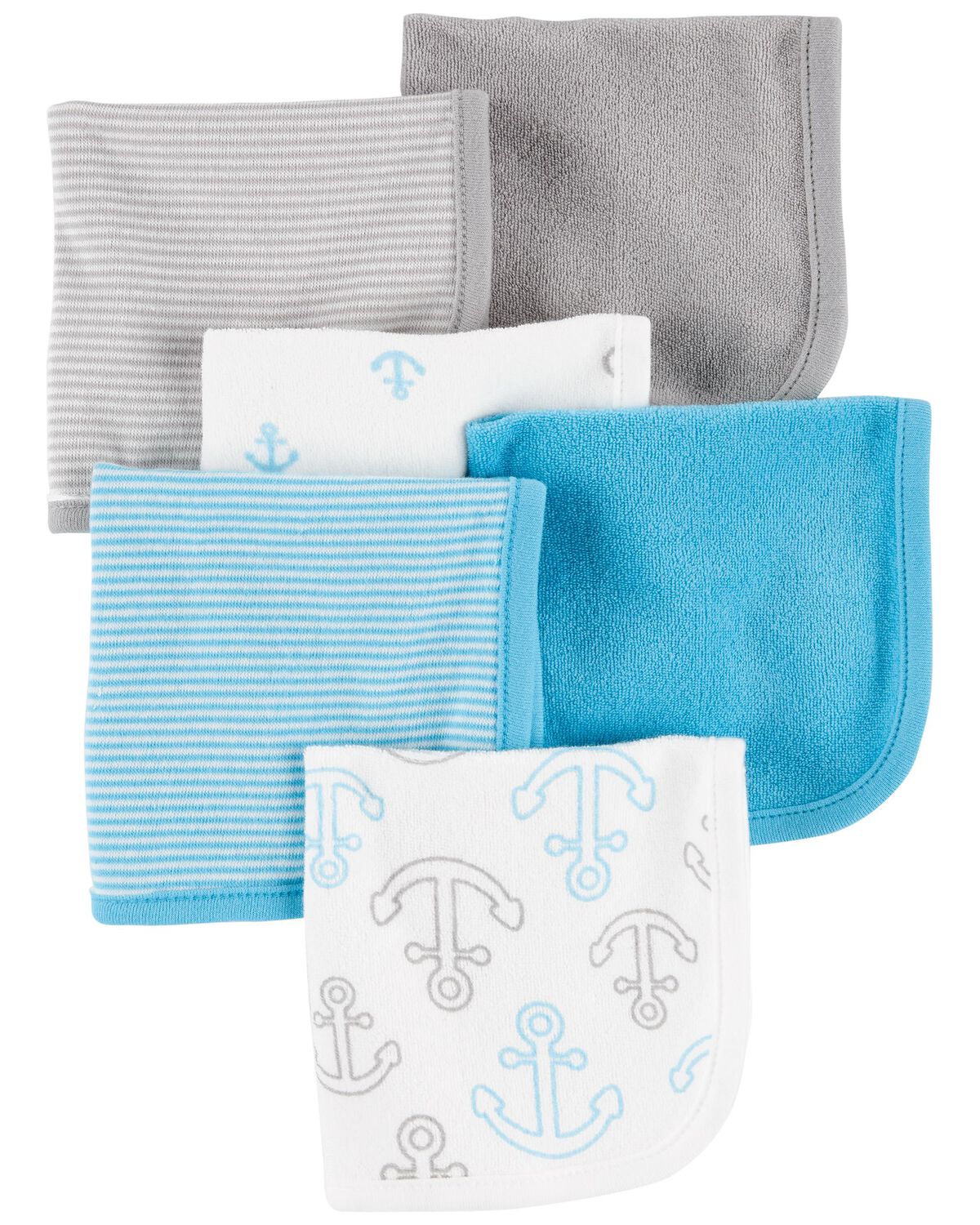 Blue/Grey Baby 6Pack Wash Cloths