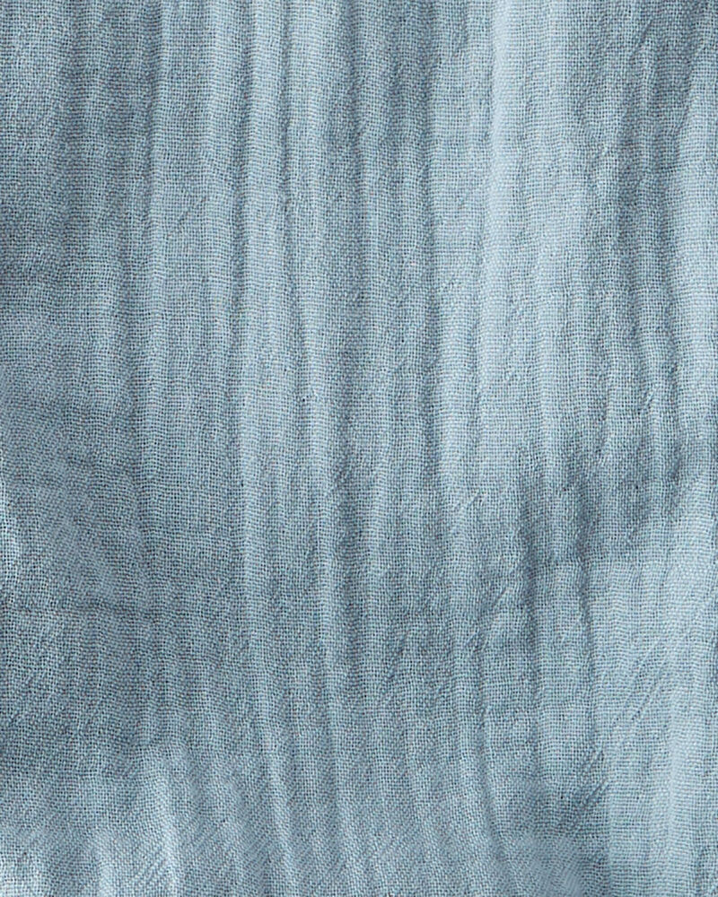Baby Organic Cotton Gauze Overalls in Blue, image 4 of 6 slides