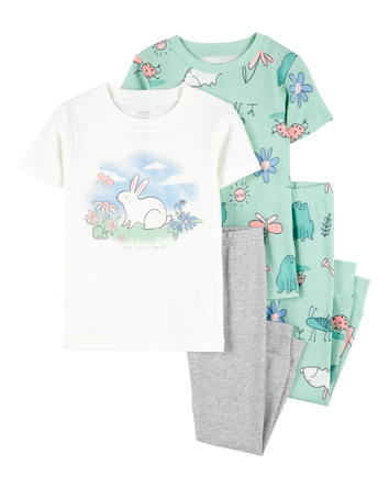 Baby 4-Piece Bunny Cotton Pajamas, 