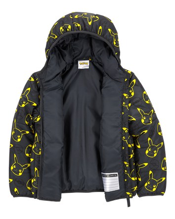 Kid Pikachu Pokémon Puffer Jacket - Black, 